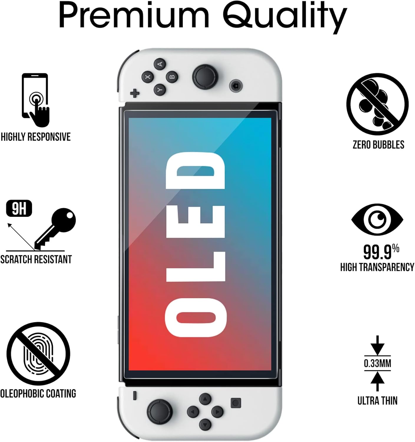 Tempered Glass Screen Protectors 3Pck for Nintendo Switch OLED Model NEW