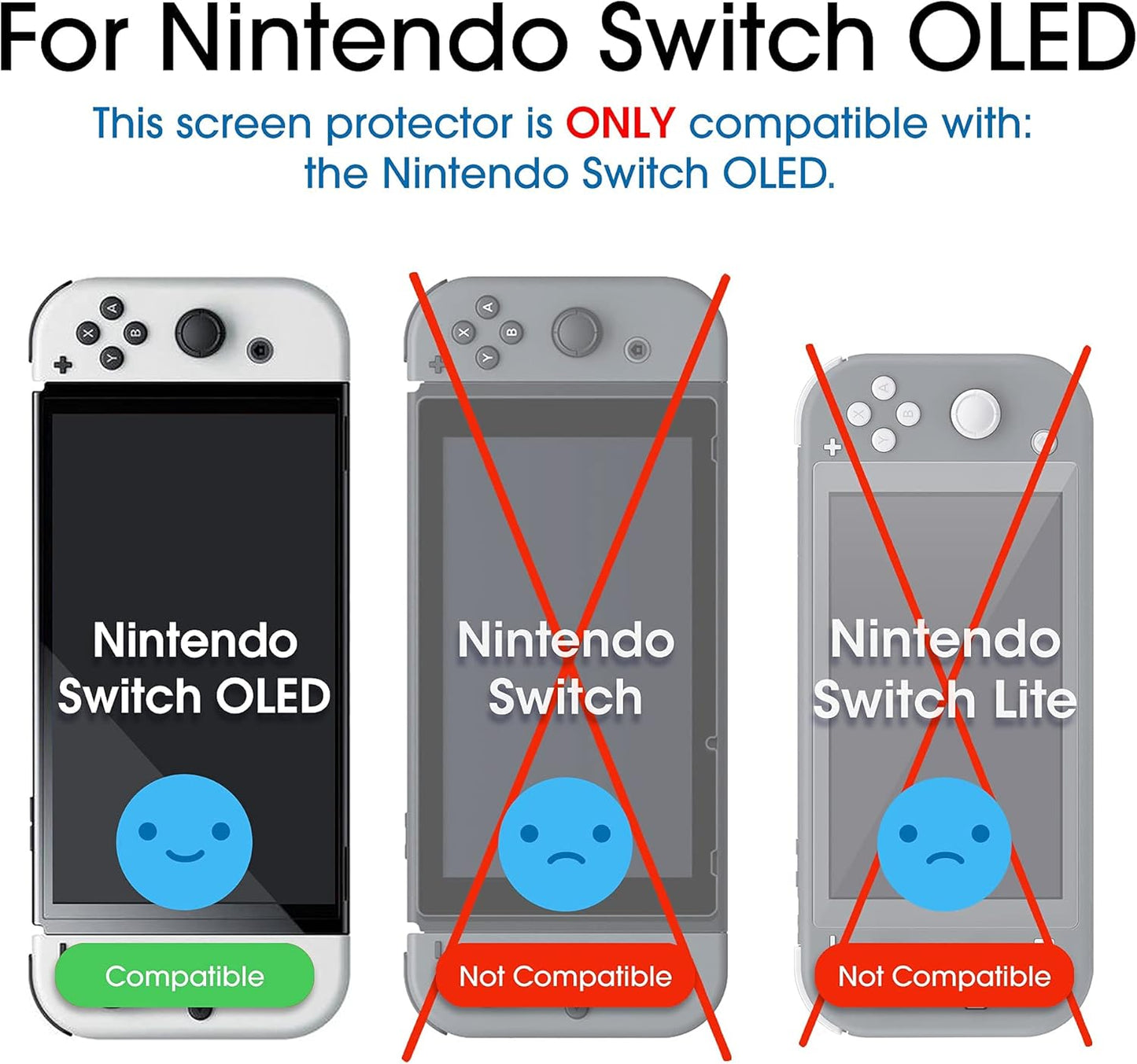 Tempered Glass Screen Protectors 3Pck for Nintendo Switch OLED Model NEW