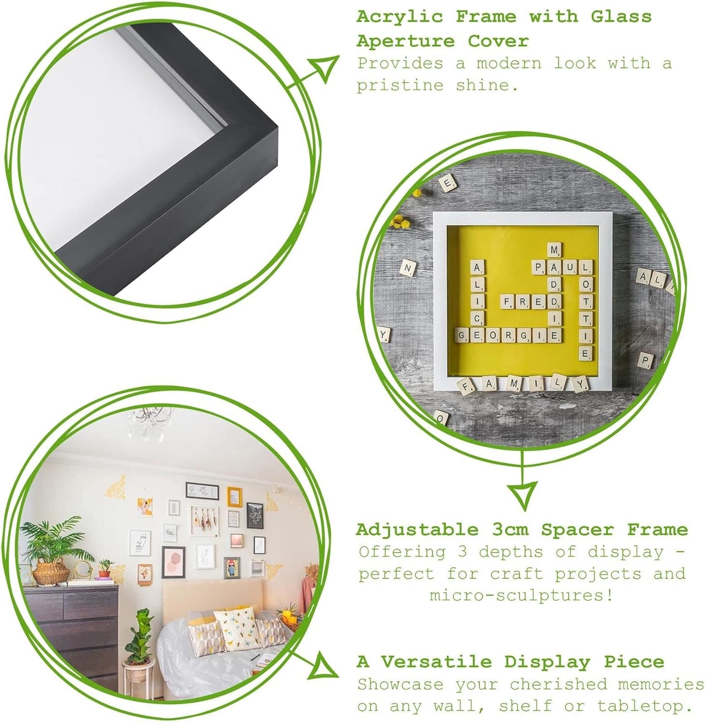 Nicola Spring 3D Shadow Box Photo Frames Black 4 x 6" (10 15cm) Pack of 5 NEW