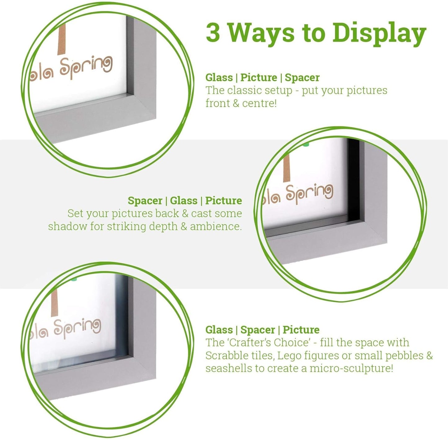Nicola Spring 3D Shadow Box Photo Frames Black 4 x 6" (10 15cm) Pack of 5 NEW