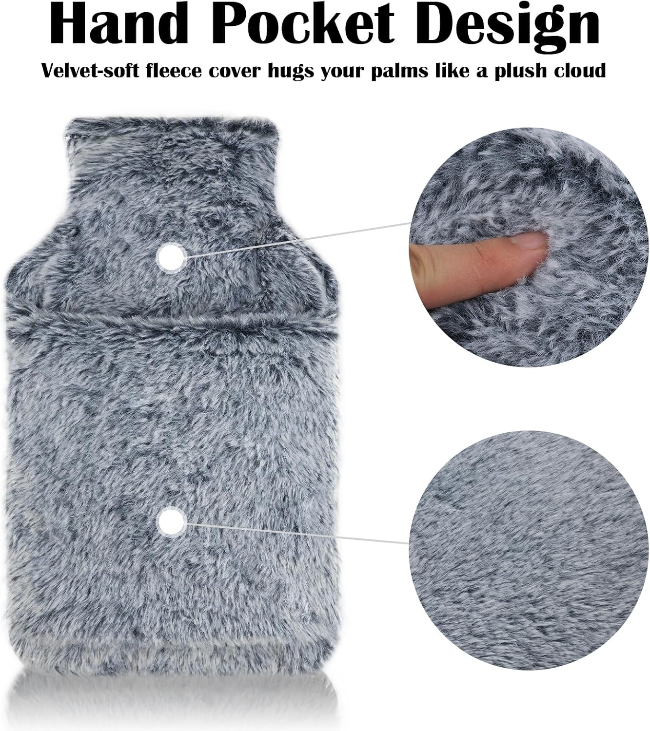 LMXMGRG Gray Hot Water Bottle 2L with Luxury Cosy Faux Fur Warmer Bag NEW