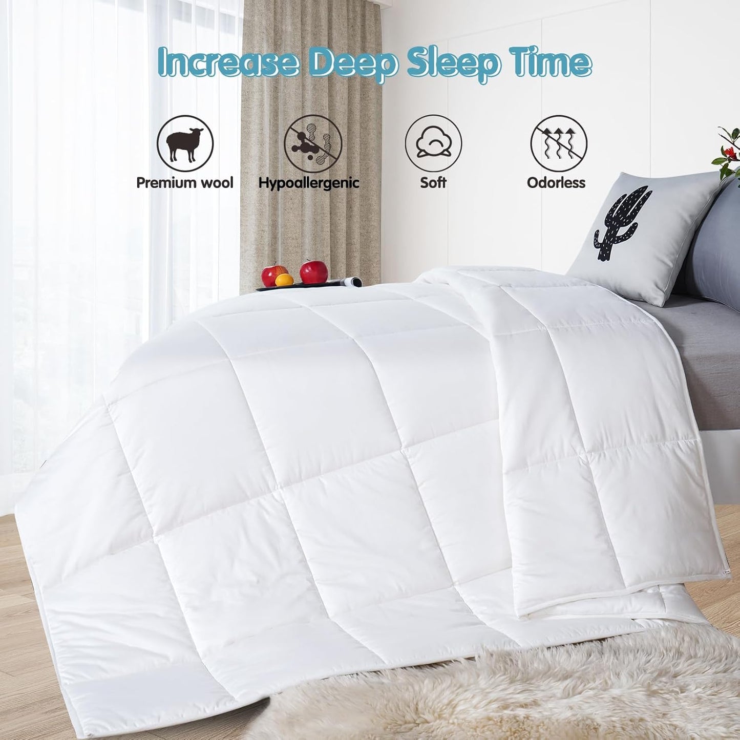 YOUR MOON Comforters Luxurious Wool Comforter - Premium Queen Size Bedding NEW