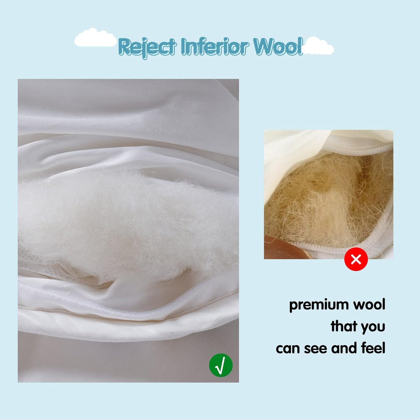 YOUR MOON Comforters Luxurious Wool Comforter - Premium Queen Size Bedding NEW
