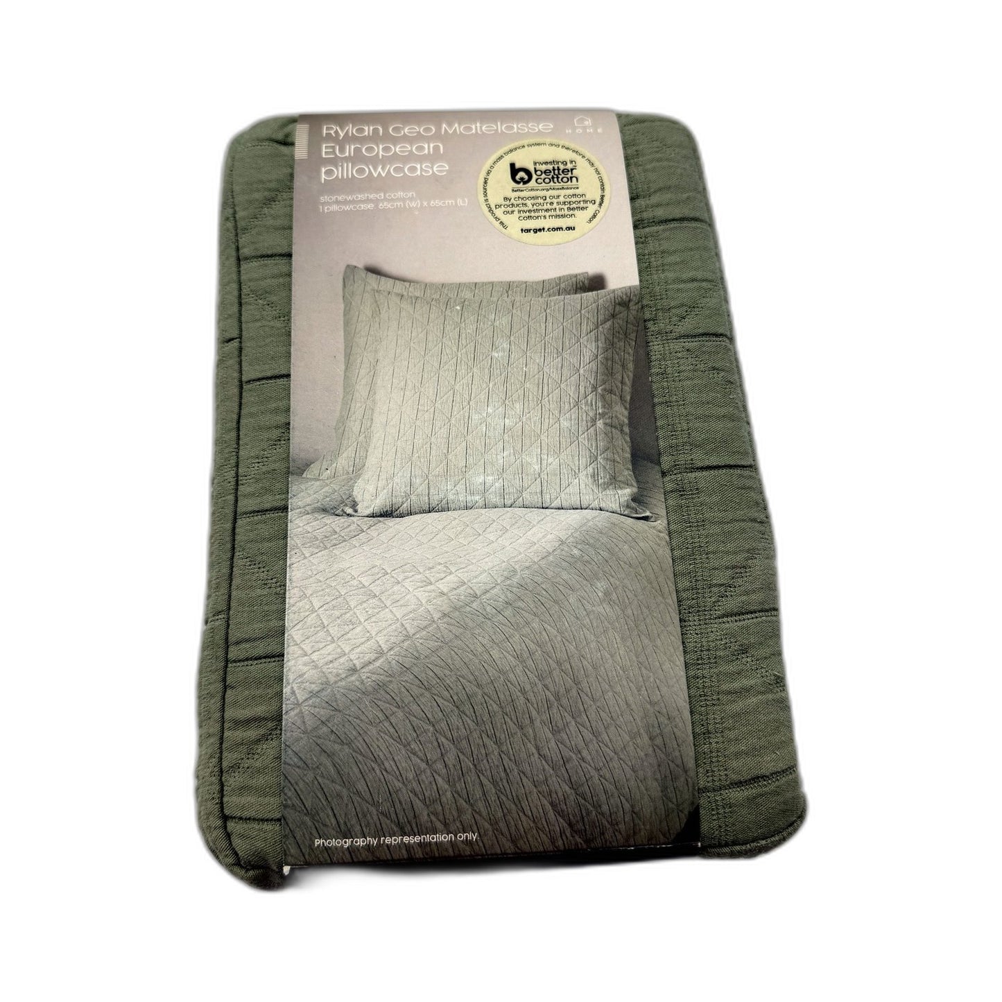 Target Rylan Geo Matelasse Sage Green Quilt Cover Set & Euro PCase QUEEN NEW