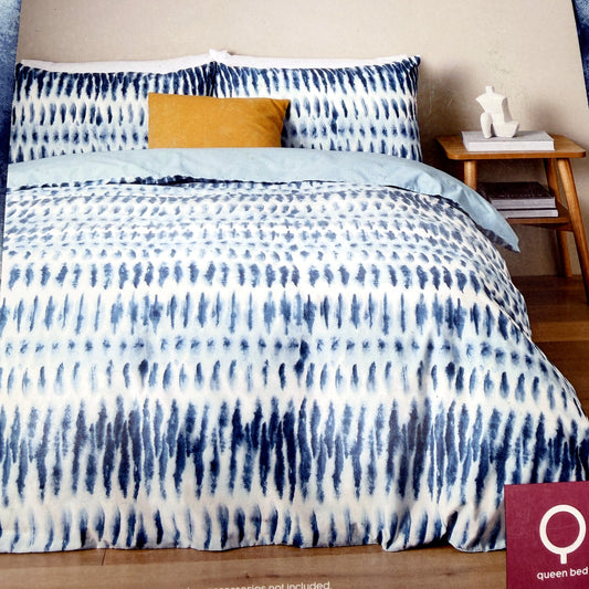 Target Wylder Tie Dye Quilt Cover Set in Blue and White Cotton QUEEN Bed NEW