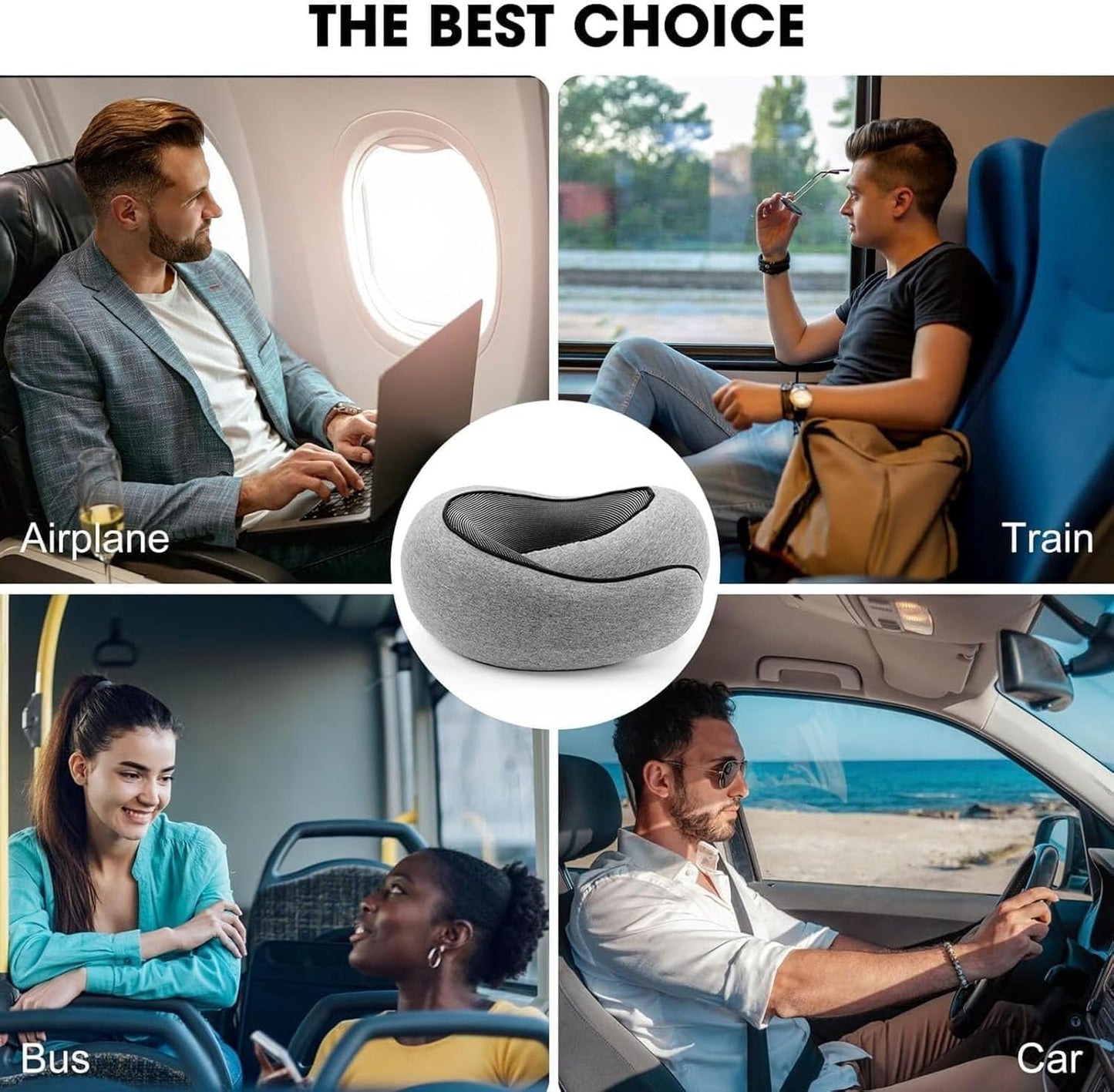 WEERSHUN Memory Foam Neck Pillow for Travel, Dark Gray In Carry Bag OSFM NEW