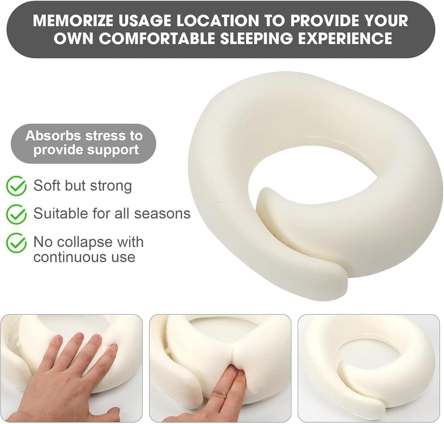 WEERSHUN Memory Foam Neck Pillow for Travel, Dark Gray In Carry Bag OSFM NEW