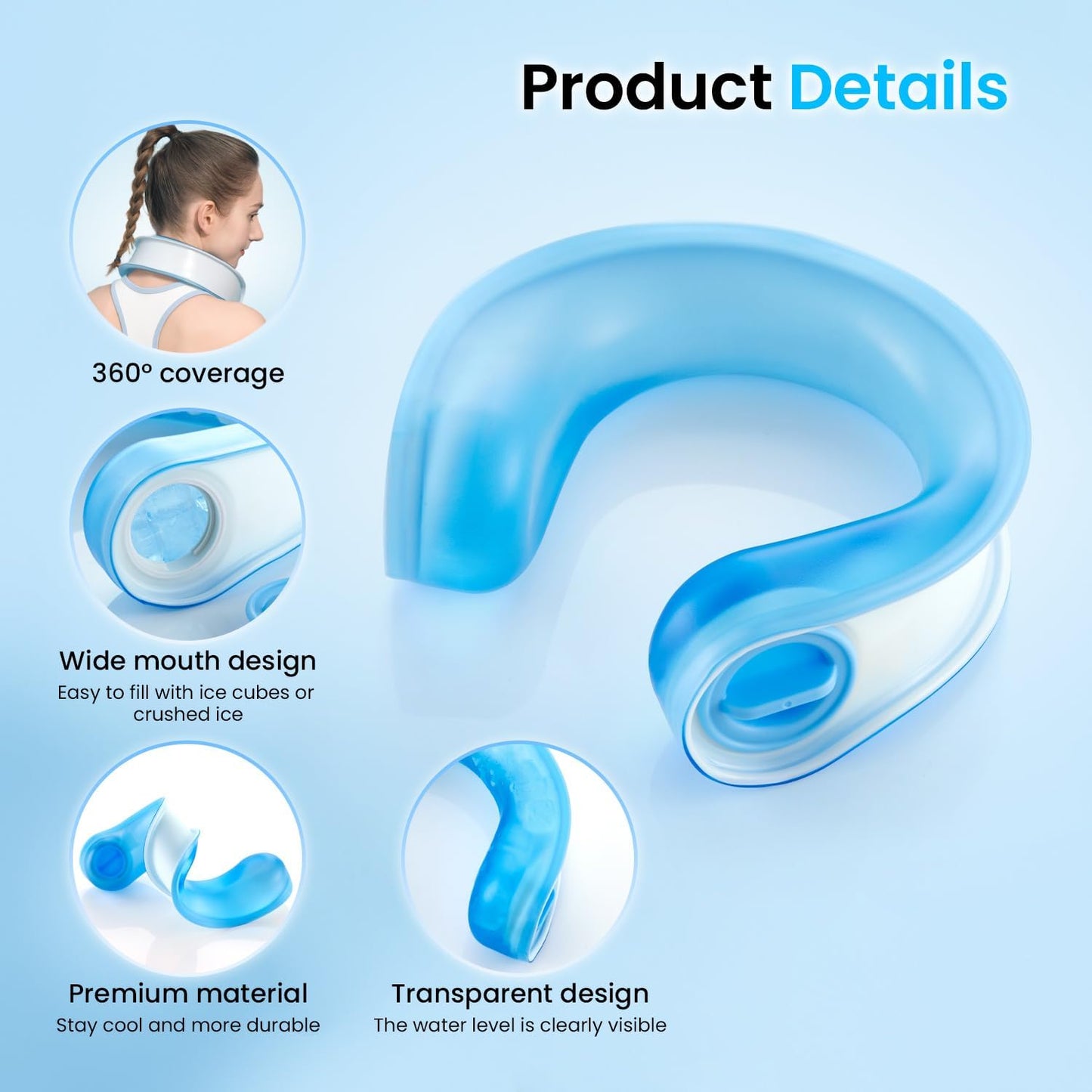 samply Portable Neck Fan with Ice-Fillable Cooling Pack for Personal Blue NEW