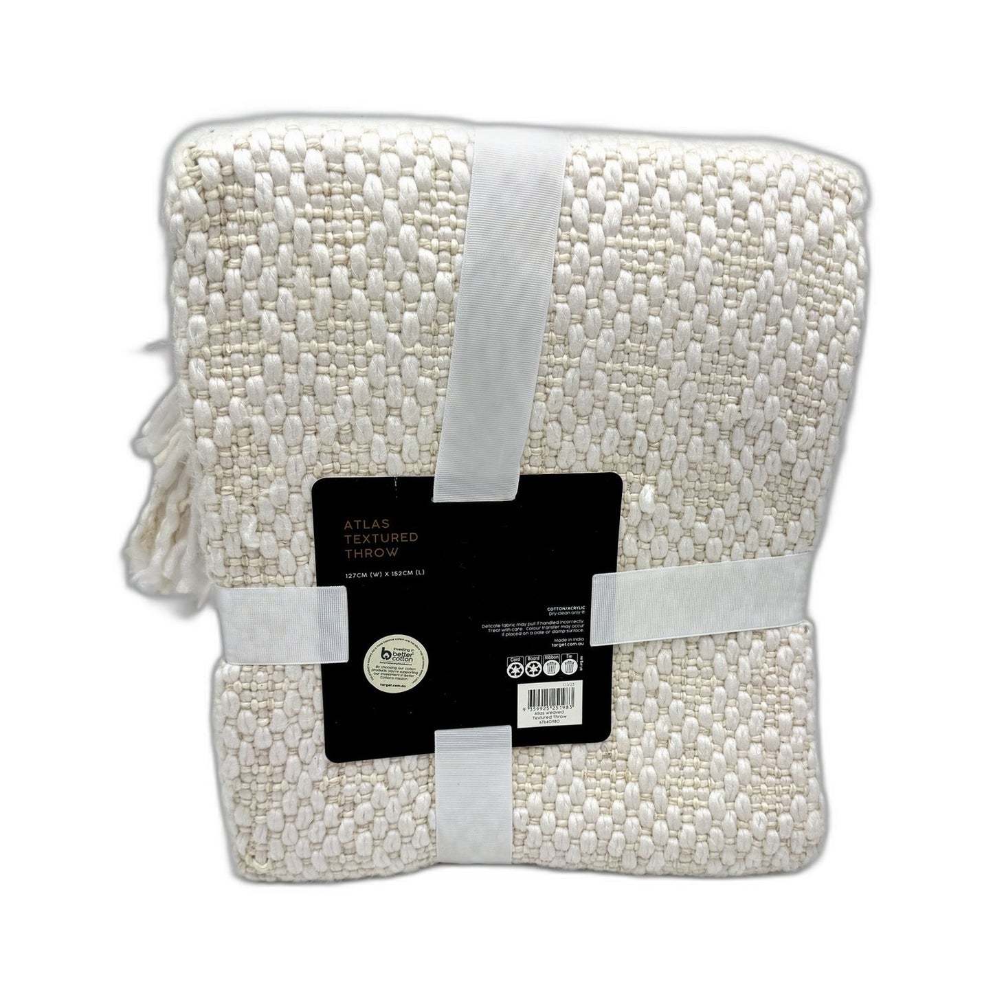 Target Atlas Textured Throw Blanket Cozy Soft Plush Cream/White 127 x 152cm NEW