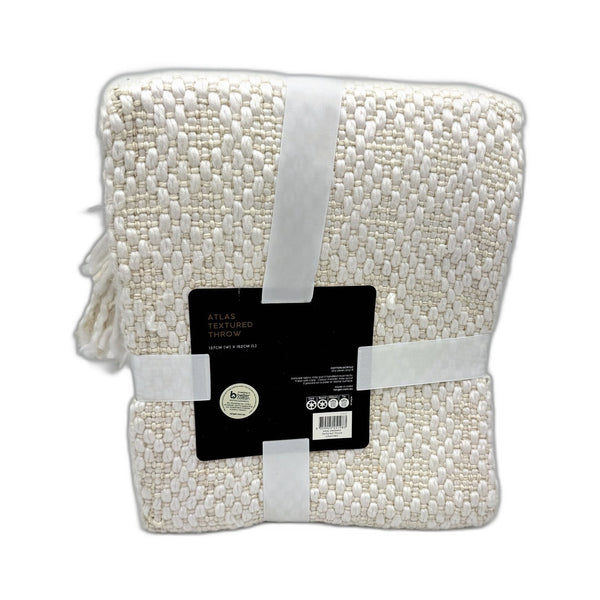 Target Atlas Textured Throw Blanket Cozy Soft Plush Cream/White 127 x 152cm NEW