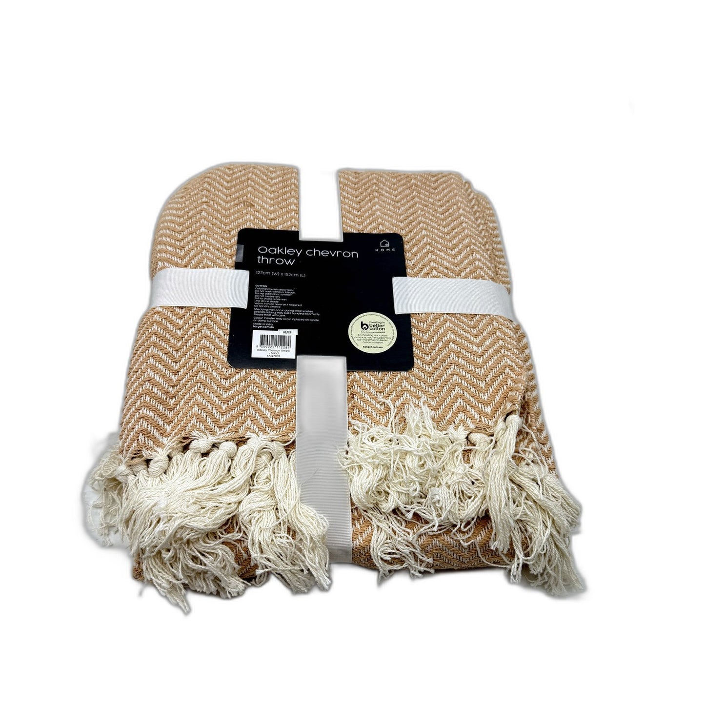 Target Oakley Chevron Throw Blanket Soft Cotton Cozy Comfort Sand 127x152 cm NEW