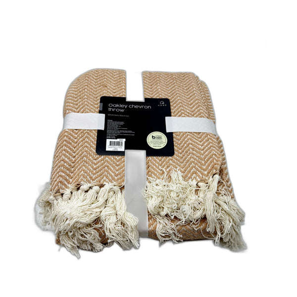 Target Oakley Chevron Throw Blanket Soft Cotton Cozy Comfort Sand 127x152 cm NEW
