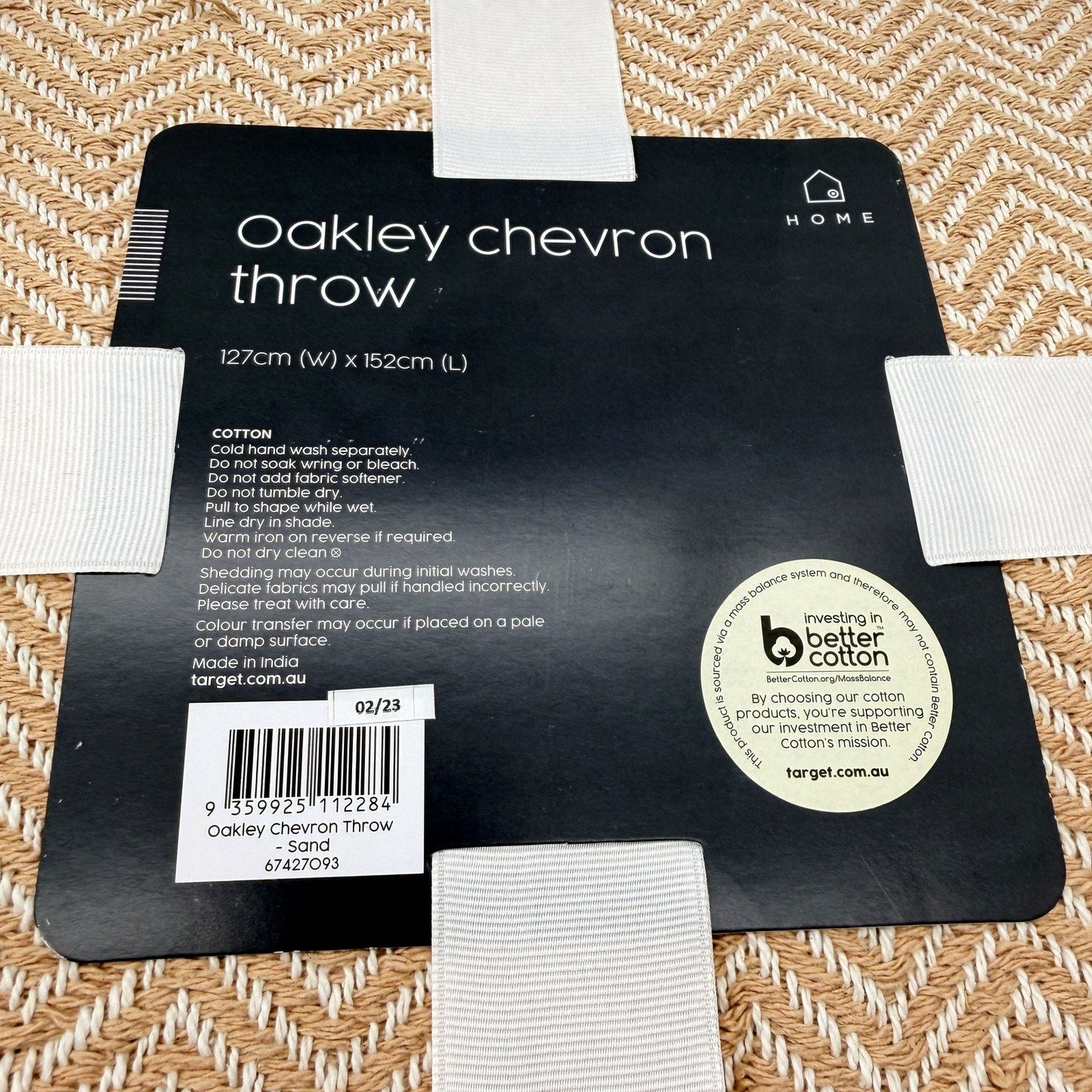 Target Oakley Chevron Throw Blanket Soft Cotton Cozy Comfort Sand 127x152 cm NEW