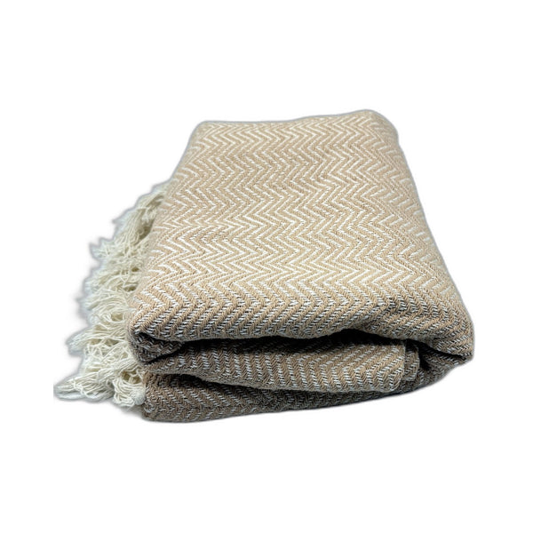 Target Oakley Chevron Weave Throw Blanket Sand Cotton Fringed 127 x 152cm NEW