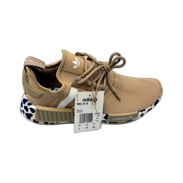 adidas Womens NMD_R1 W Tan Blue Leopard Print Sole Sneakers Size US 8 NEW
