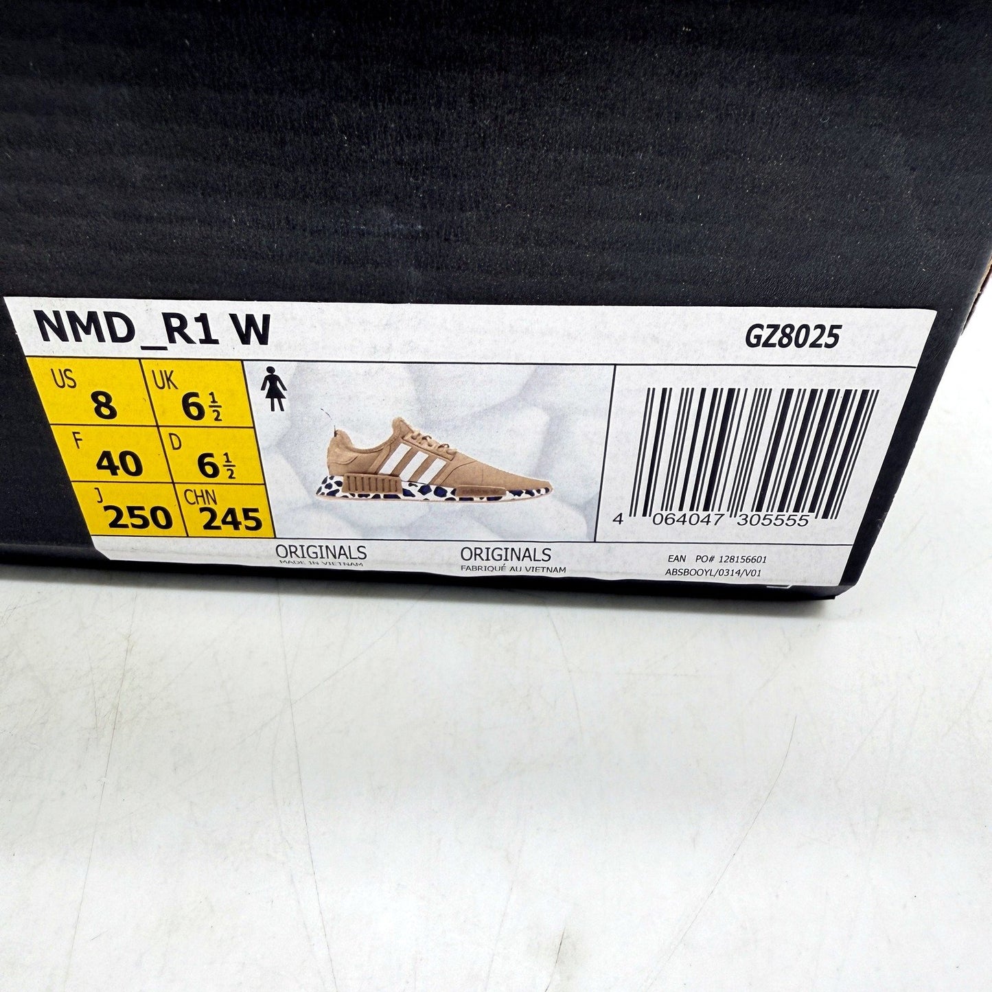 adidas Womens NMD_R1 W Tan Blue Leopard Print Sole Sneakers Size US 8 NEW
