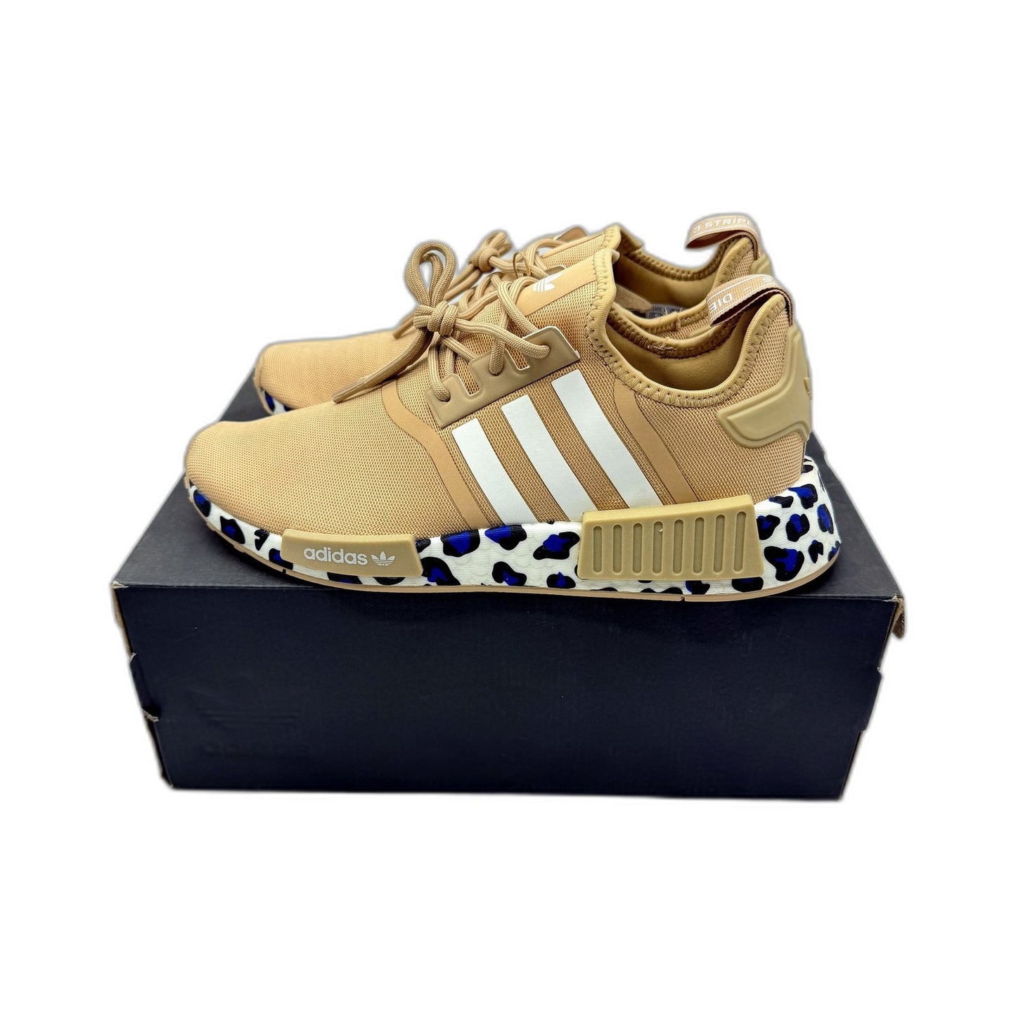 adidas Womens NMD_R1 W Tan & Leopard Print Sole Sneakers Size US 9 NEW