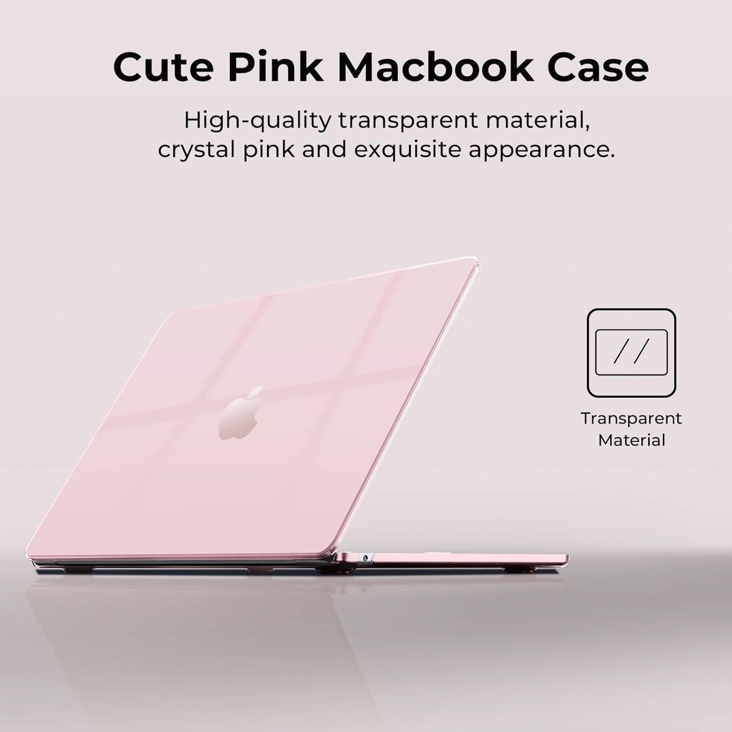 EooCoo Crystal Pink Hard Case Shell for MacBook Air 13 Inch Laptop Cover NEW