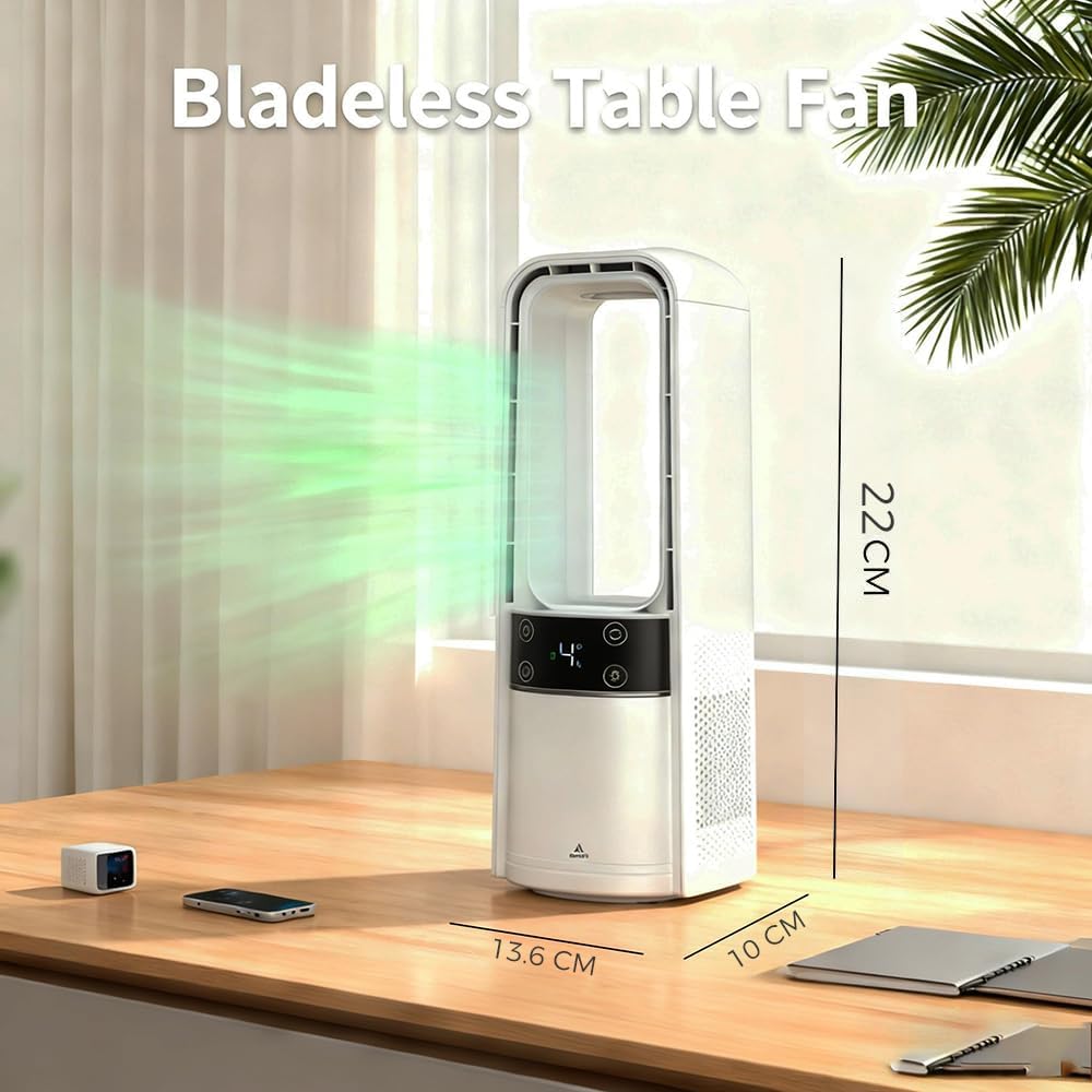 Adjustable Desk Fan 120° Oscillating Rechargeable & Night Light White & Grey NEW