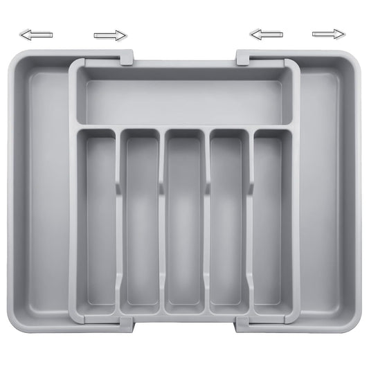 ROROUP Expandable Kitchen Drawer Organizer Adjustable Utensil Tray Grey NEW