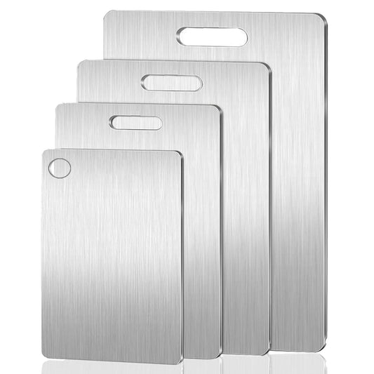 BDZBREN Stainless Steel 4 Pack Chopping Boards Durable Sleek Silver NEW