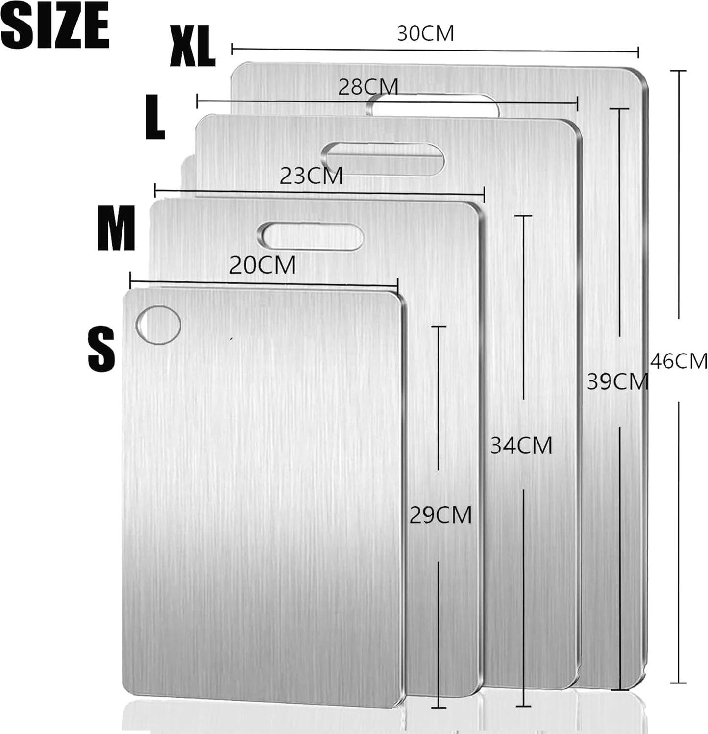 BDZBREN Stainless Steel 4 Pack Chopping Boards Durable Sleek Silver NEW