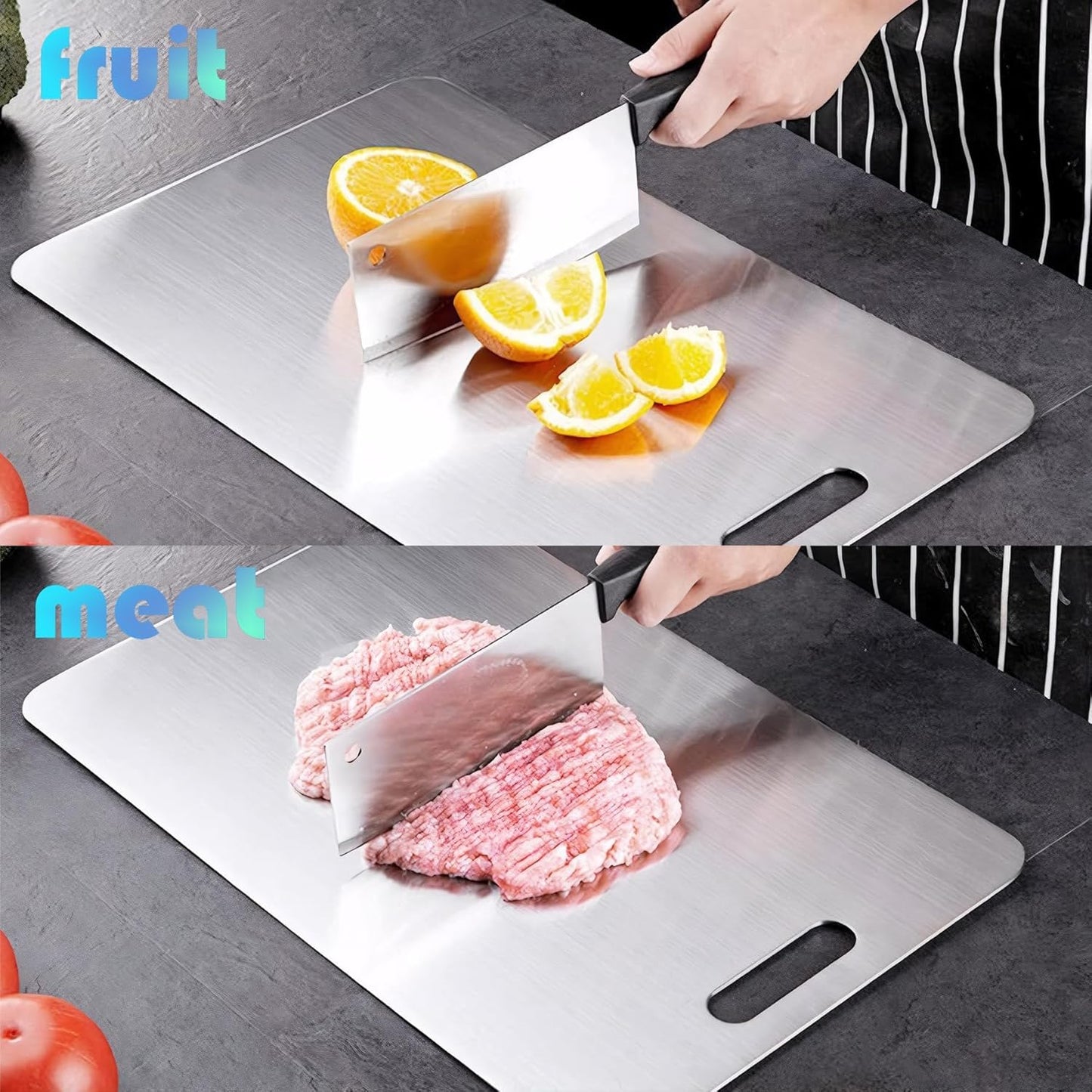 BDZBREN Stainless Steel 4 Pack Chopping Boards Durable Sleek Silver NEW