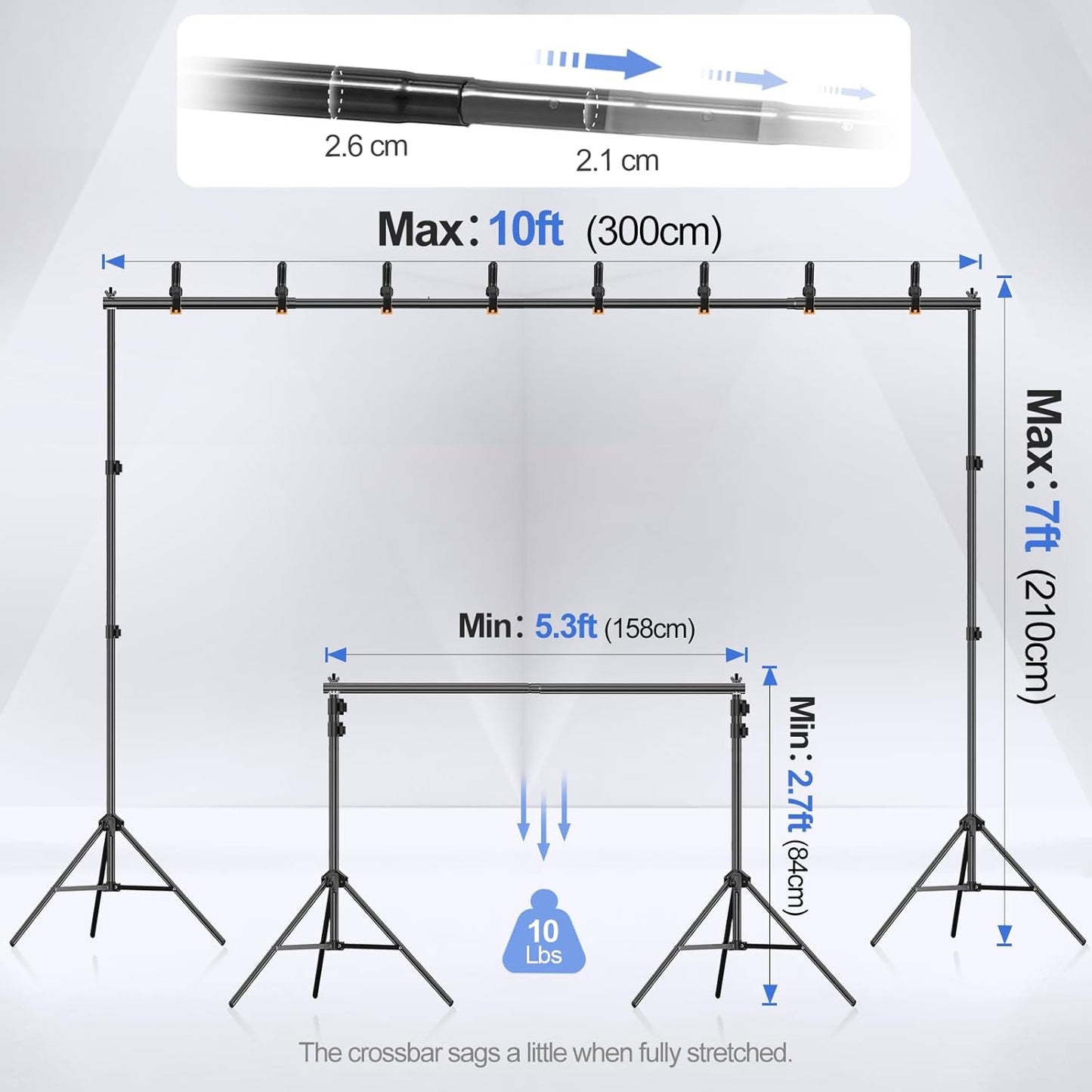 EMART Adjustable 10x7ft Photography Backdrop Stand Kit for Photo Studio NEW