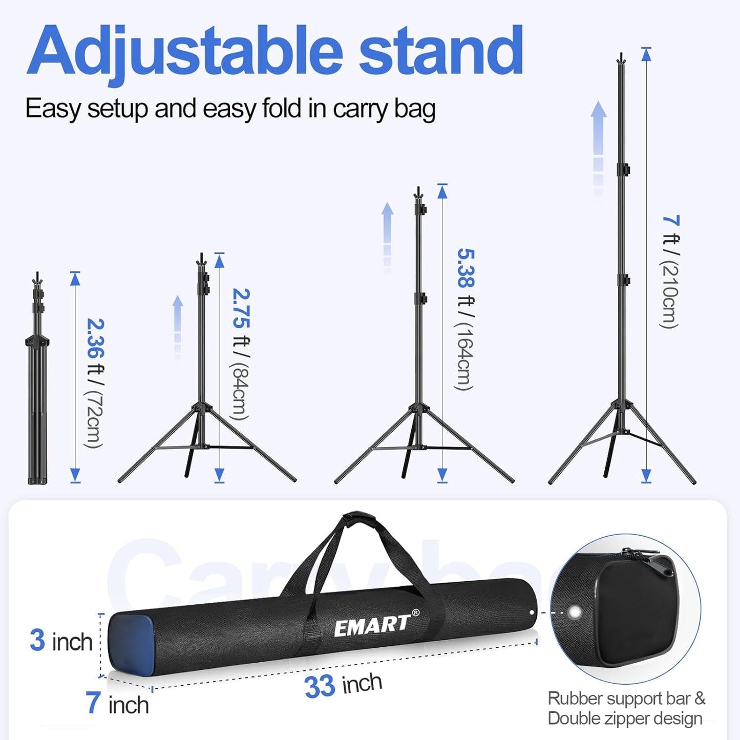 EMART Adjustable 10x7ft Photography Backdrop Stand Kit for Photo Studio NEW