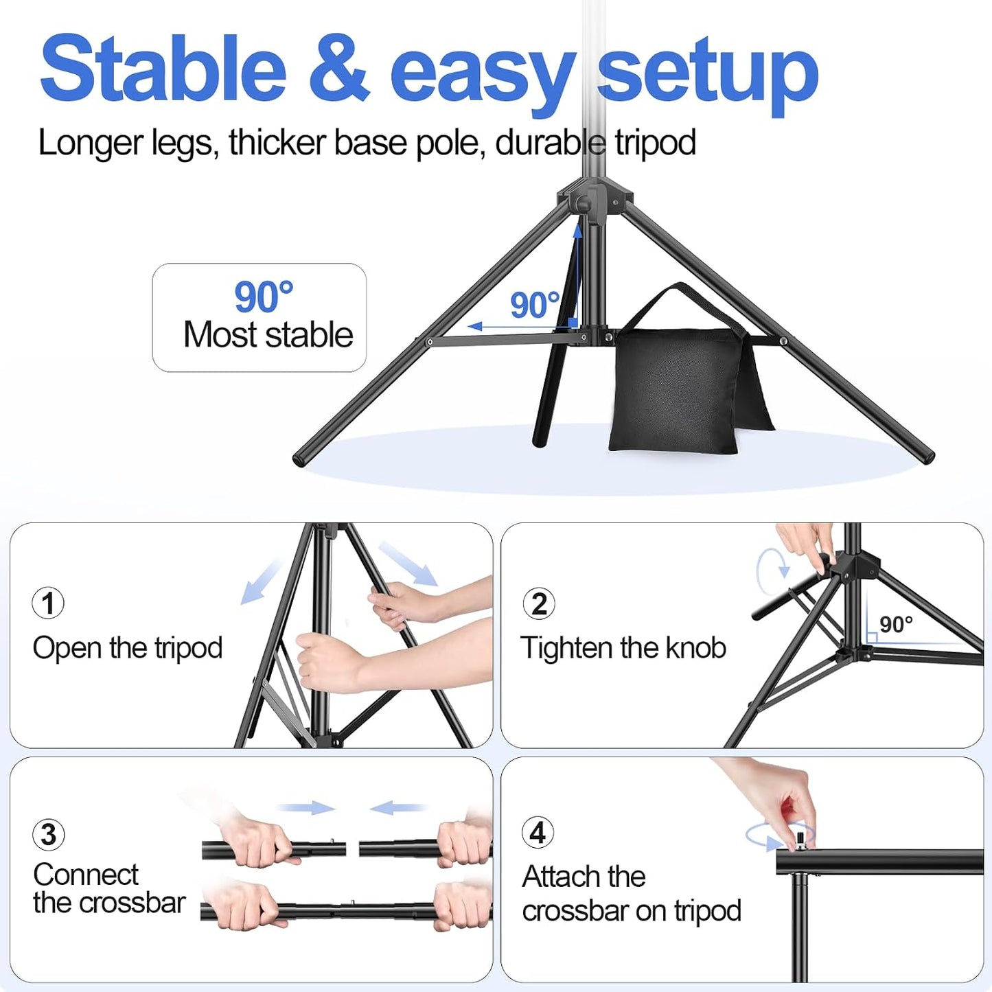 EMART Adjustable 10x7ft Photography Backdrop Stand Kit for Photo Studio NEW