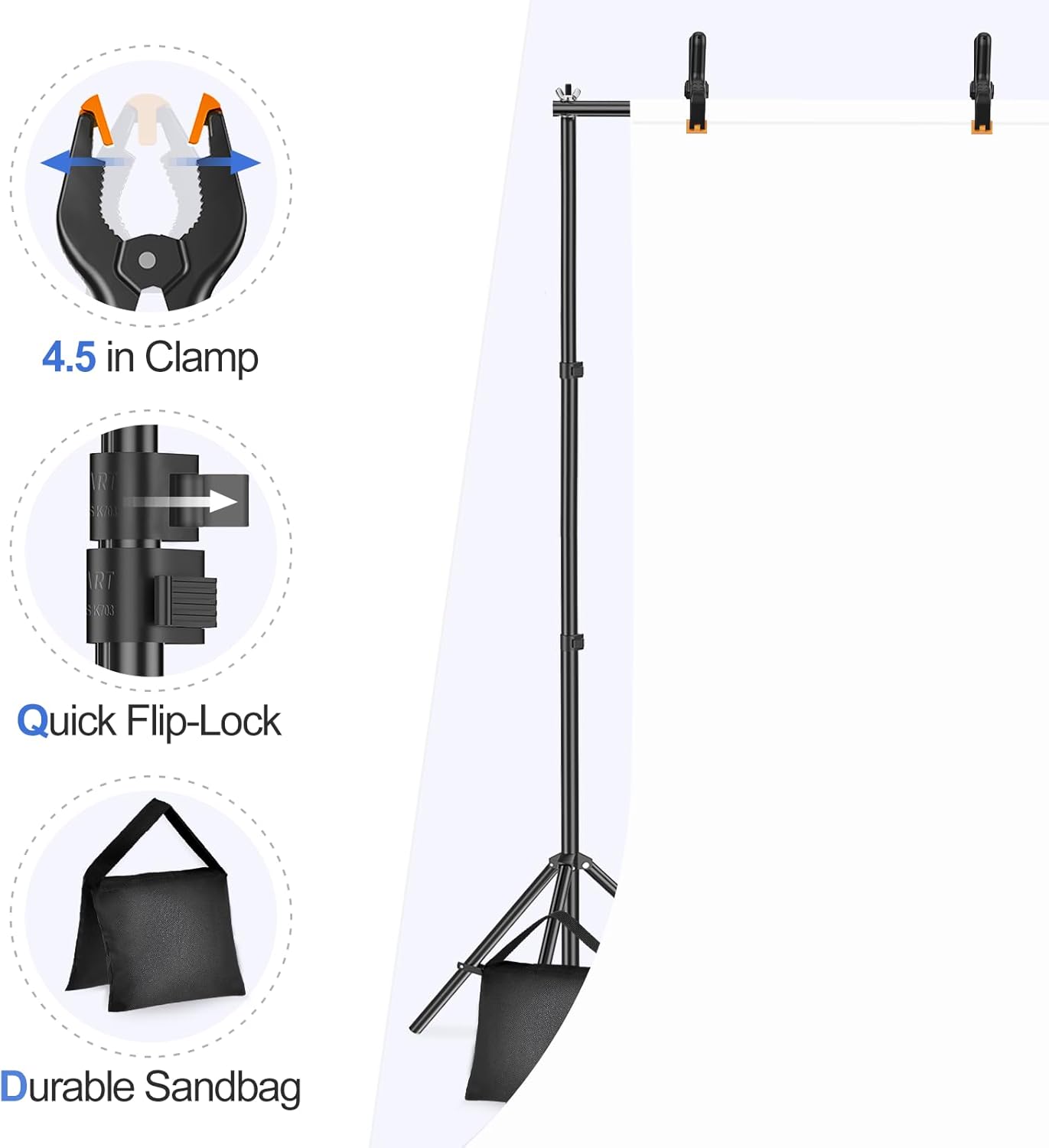 EMART Adjustable 10x7ft Photography Backdrop Stand Kit for Photo Studio NEW