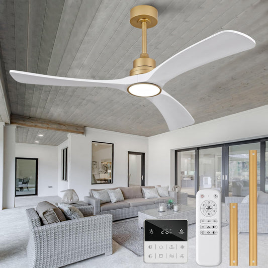 OMYU 52 Inch Gold White Downrod Mount Ceiling Fan with Light Size 52 inch NEW