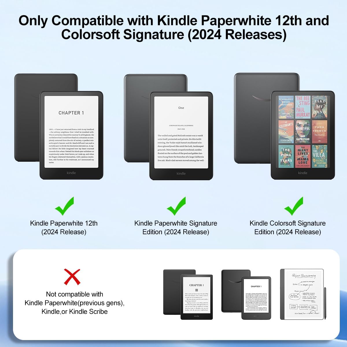 T Tersely Cases Slimshell Case Cover for 7" Kindle Paperwhite 12th Gen NEW