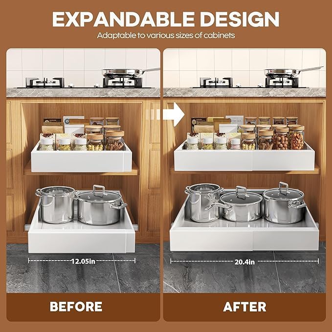 KeepClean Expandable Pull Out Cabinet Organizer 12"-20" Heavy-Duty Slide-Out NEW