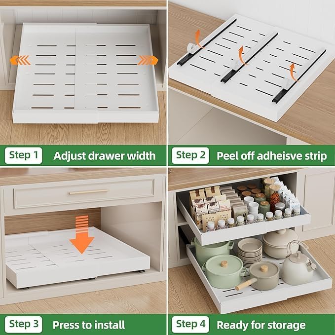 KeepClean Expandable Pull Out Cabinet Organizer 12"-20" Heavy-Duty Slide-Out NEW