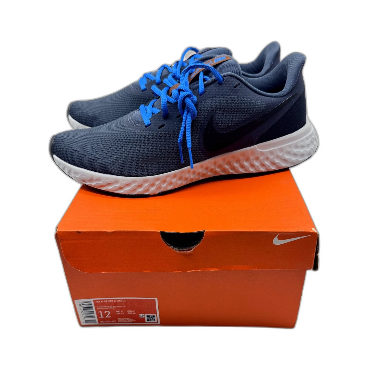Nike Revolution 5 Dark Grey/Blue Running Shoes for Men in US Size 12 Size DEMO