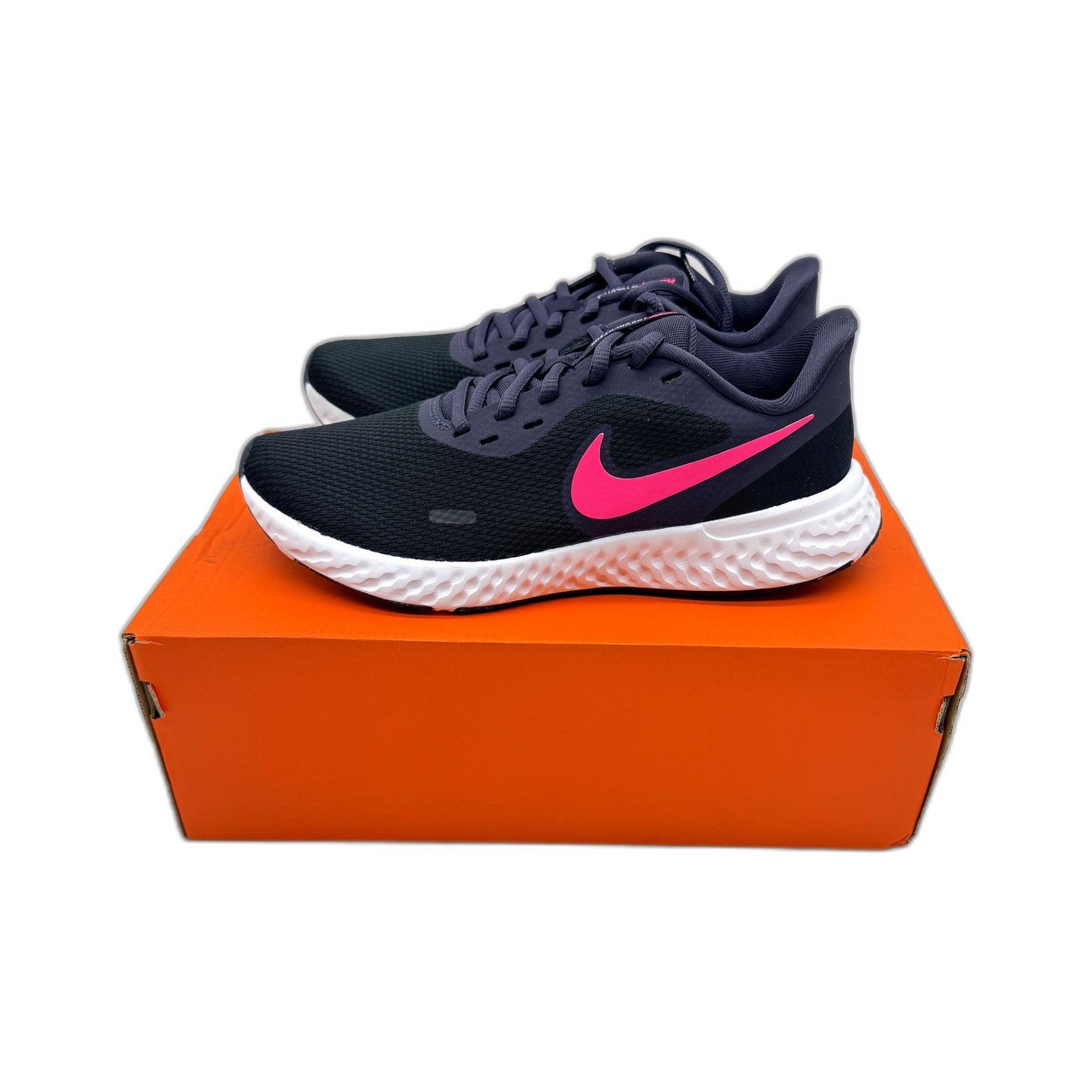 Nike Revolution 5 Black/Hyper Pink-Cave Purple Running Shoes Ladies US 8 NEW