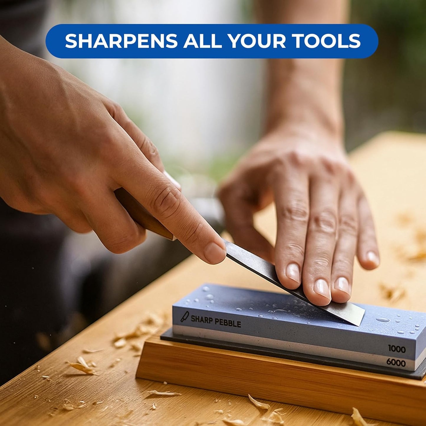 Sharp Pebble Whetstone Knife Sharpening Stone 1000/6000 Grit Blue/White NEW