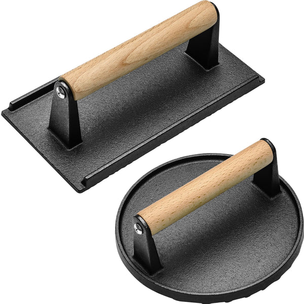 Zacfton Burger Press Set - 2 Piece Bacon Smasher Griddle Barbecue Tool Kit NEW