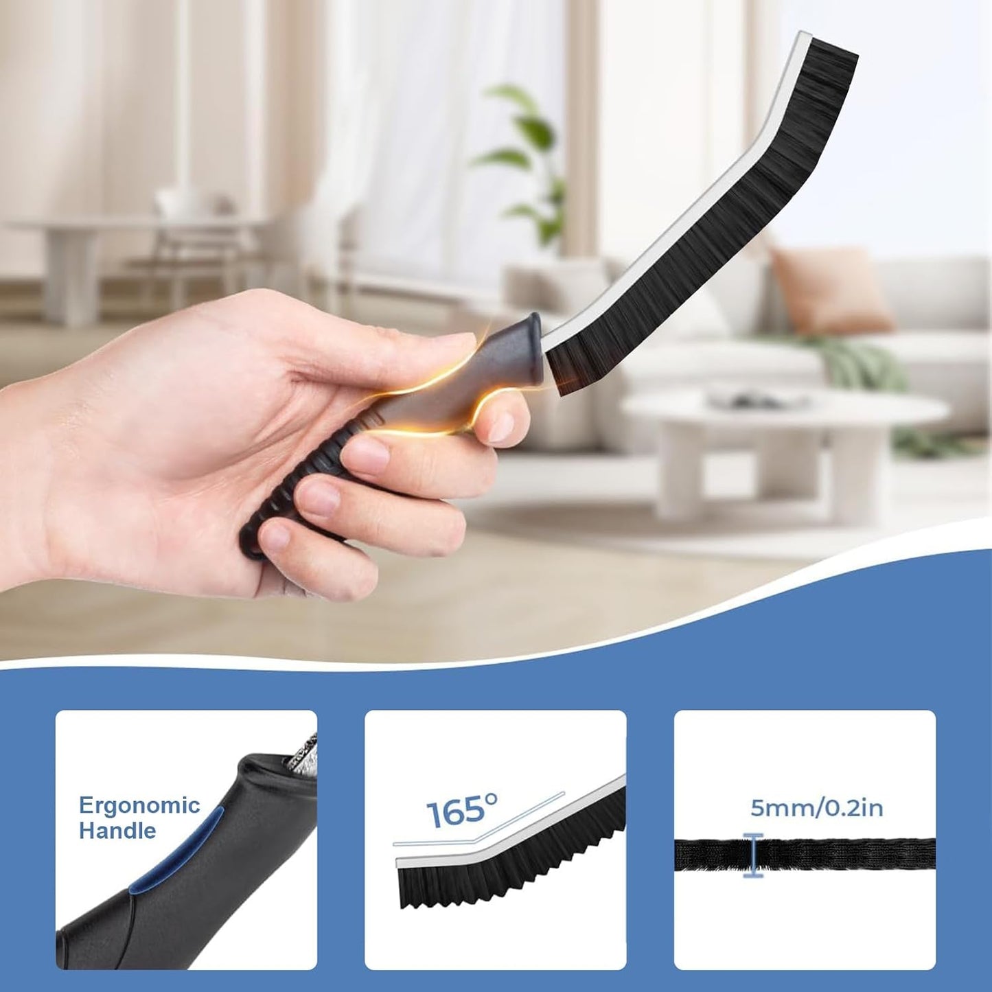 KIMPAJIEN 10PceMultifunctional Gap Cleaning Brush Crevice Tool Nylon Plastic NEW