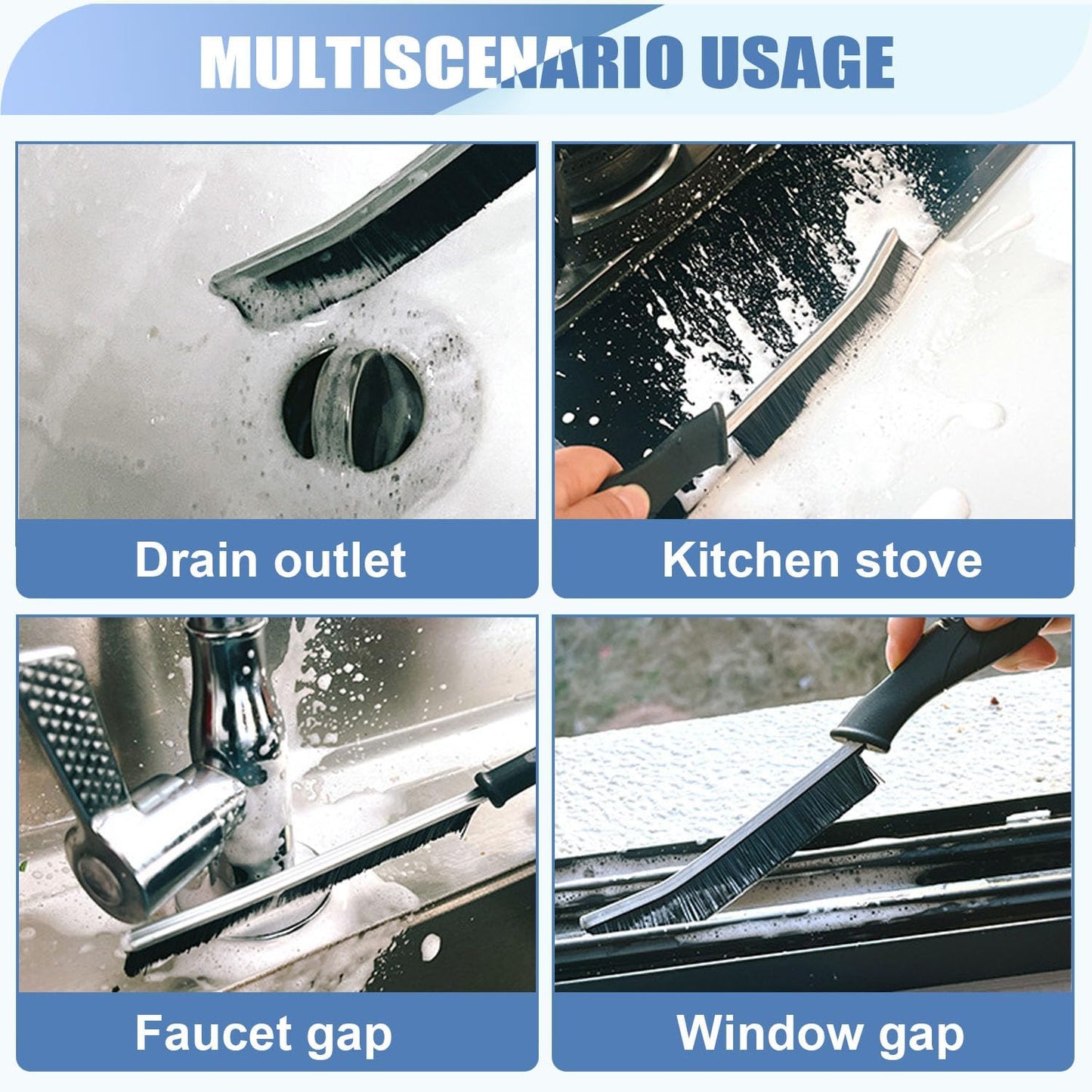KIMPAJIEN 10PceMultifunctional Gap Cleaning Brush Crevice Tool Nylon Plastic NEW