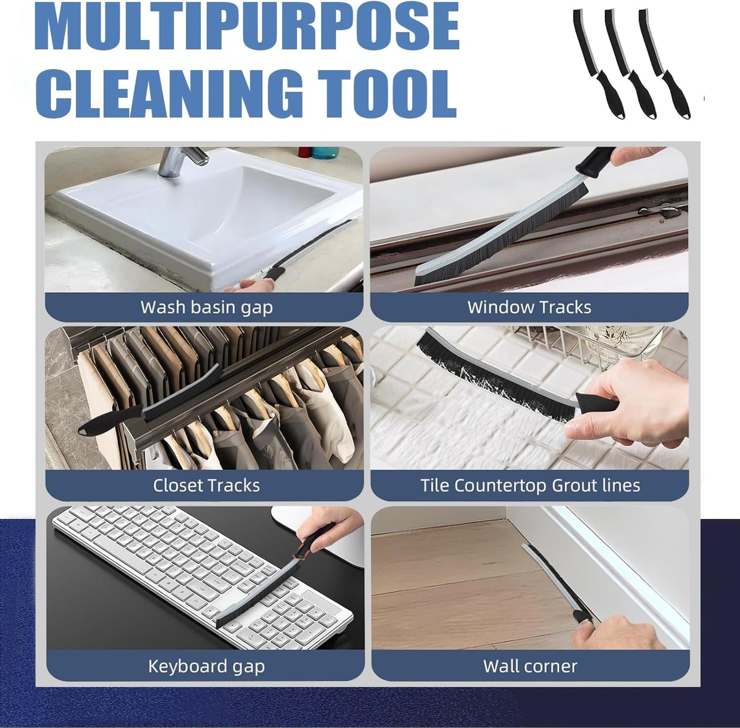 KIMPAJIEN 10PceMultifunctional Gap Cleaning Brush Crevice Tool Nylon Plastic NEW