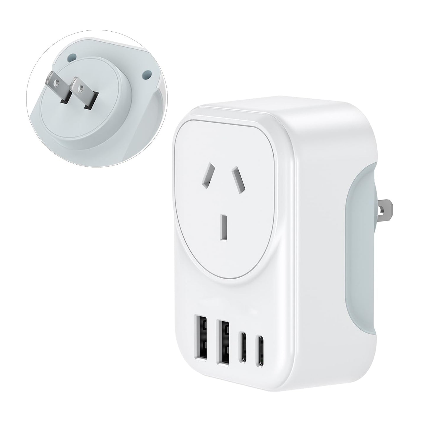 RXSQUL International Power Adapter White Gray Travel Plug for Japan US NEW