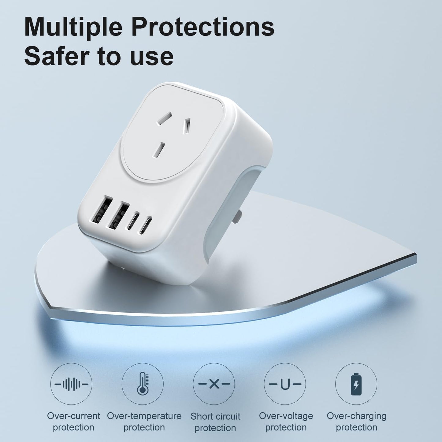 RXSQUL International Power Adapter White Gray Travel Plug for Japan US NEW