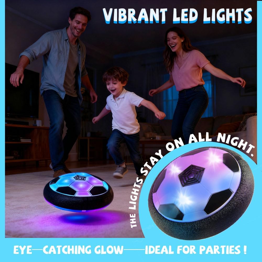AceHQ Hover Soccer Ball Toys Air Floating LED Lights Foam Bumper NEW