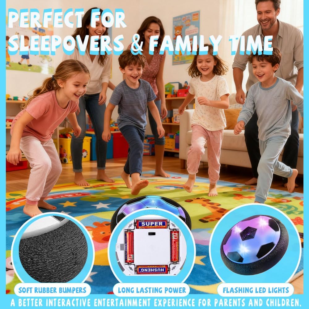 AceHQ Hover Soccer Ball Toys Air Floating LED Lights Foam Bumper NEW