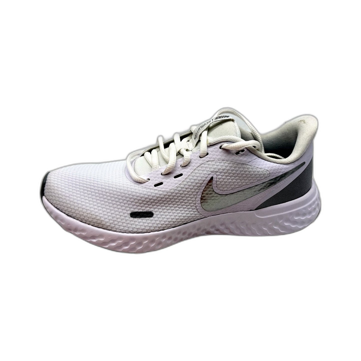 Nike Womens Revolution 5 Running Shoes White Silver Lightweight US 7 DEMO