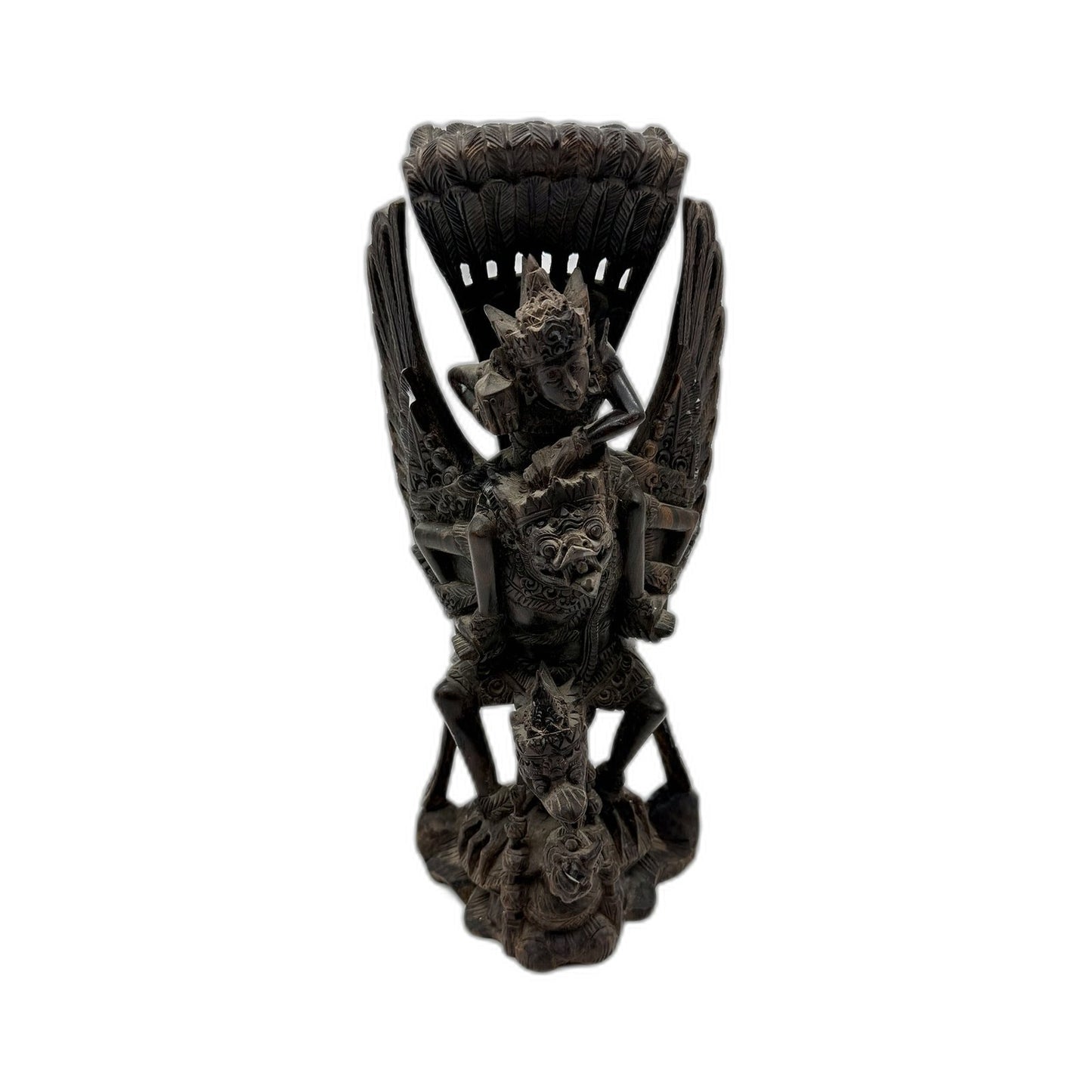 VINTAGE Carved Wooden Mythical Creature Figurine Fantasy Collectible Dark Brown