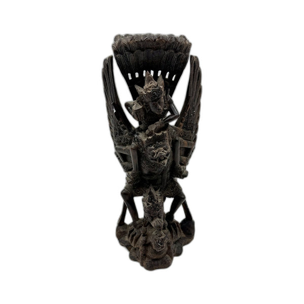 VINTAGE Carved Wooden Mythical Creature Figurine Fantasy Collectible Dark Brown