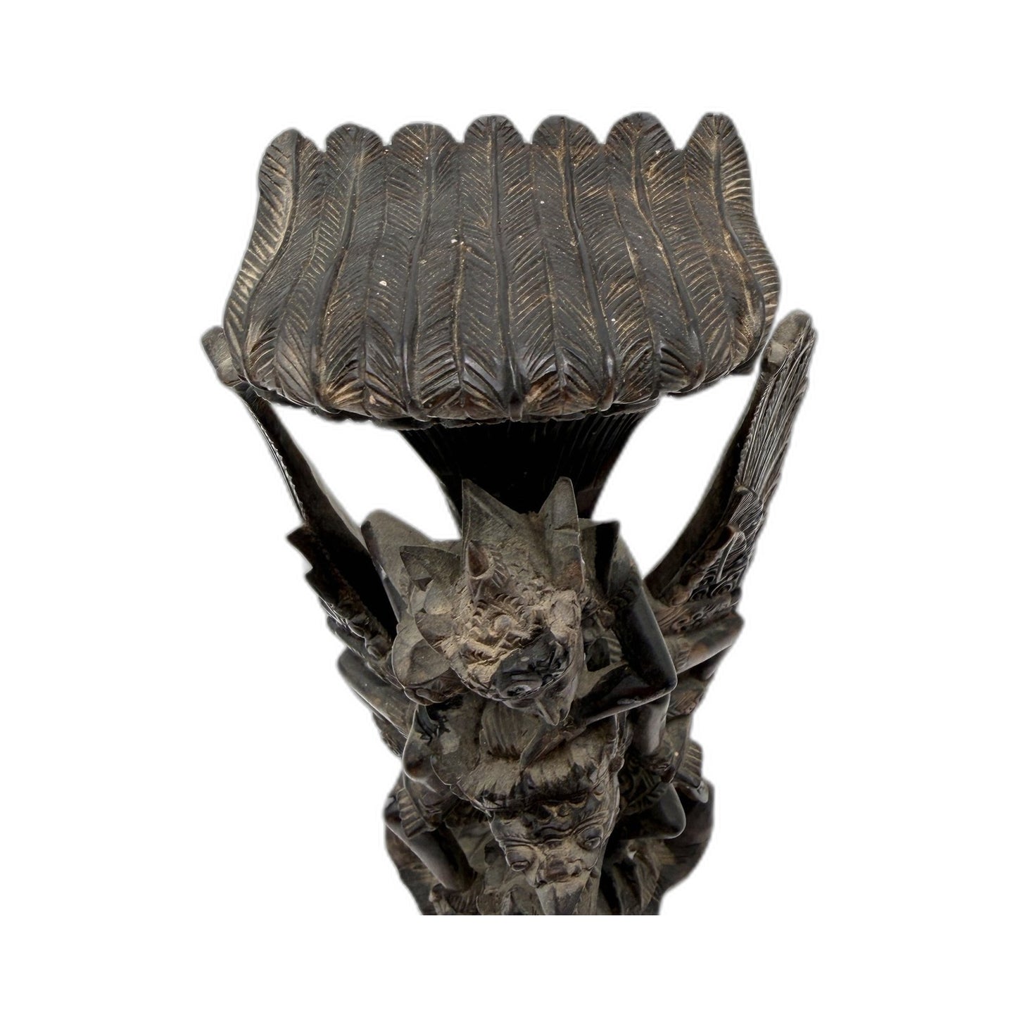VINTAGE Carved Wooden Mythical Creature Figurine Fantasy Collectible Dark Brown